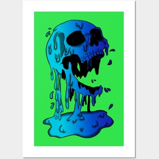 Blue Melting Skull Posters and Art